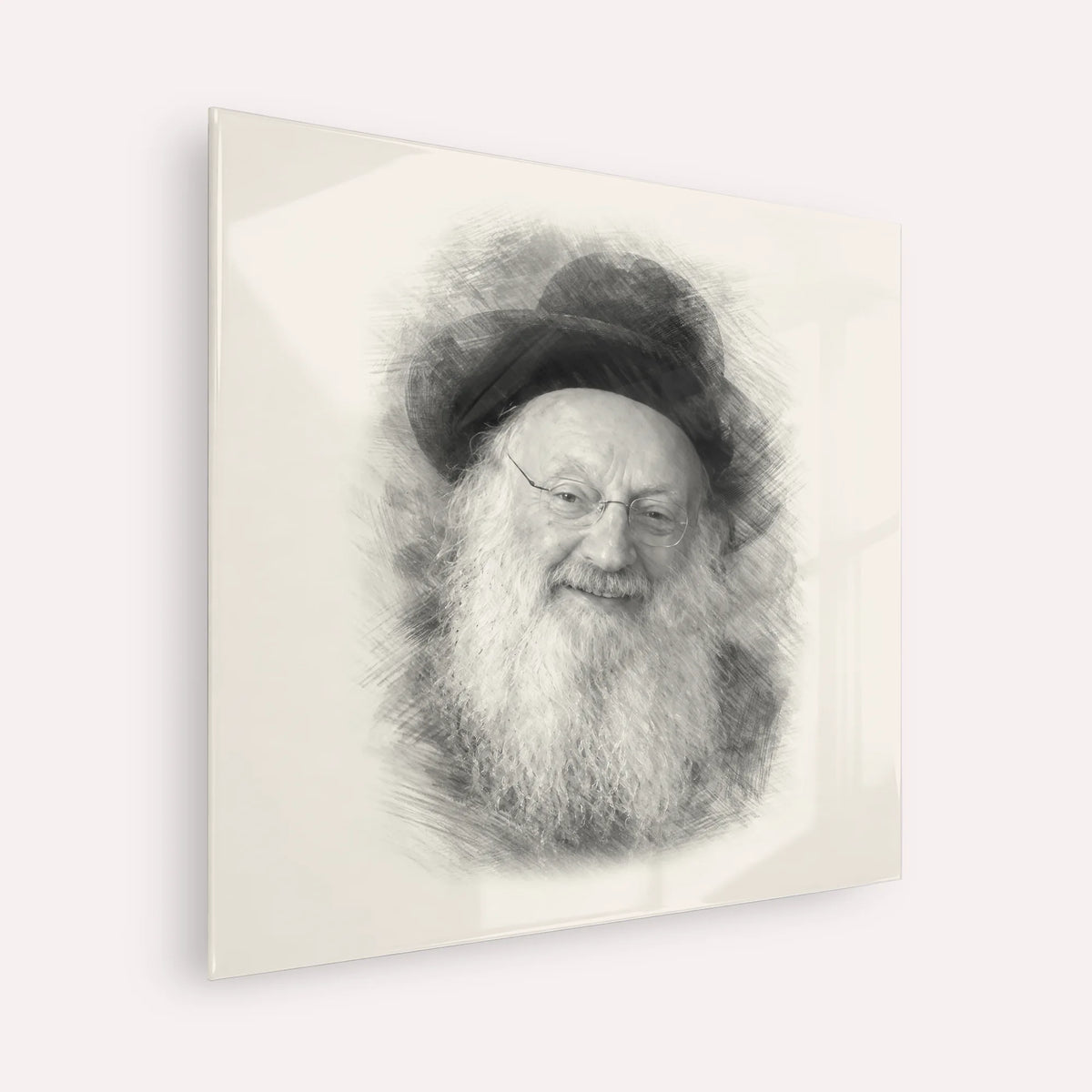 Rabbi Matisyahu Salomon – Black & White – Acrylic Glass Square | Jewish Wall Art, Gedolim Pictures