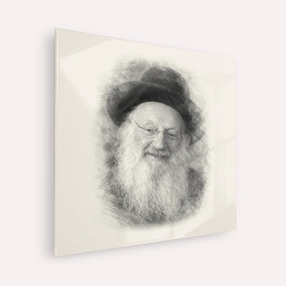 Rabbi Matisyahu Salomon – Black & White – Acrylic Glass Square | Jewish Wall Art, Gedolim Pictures