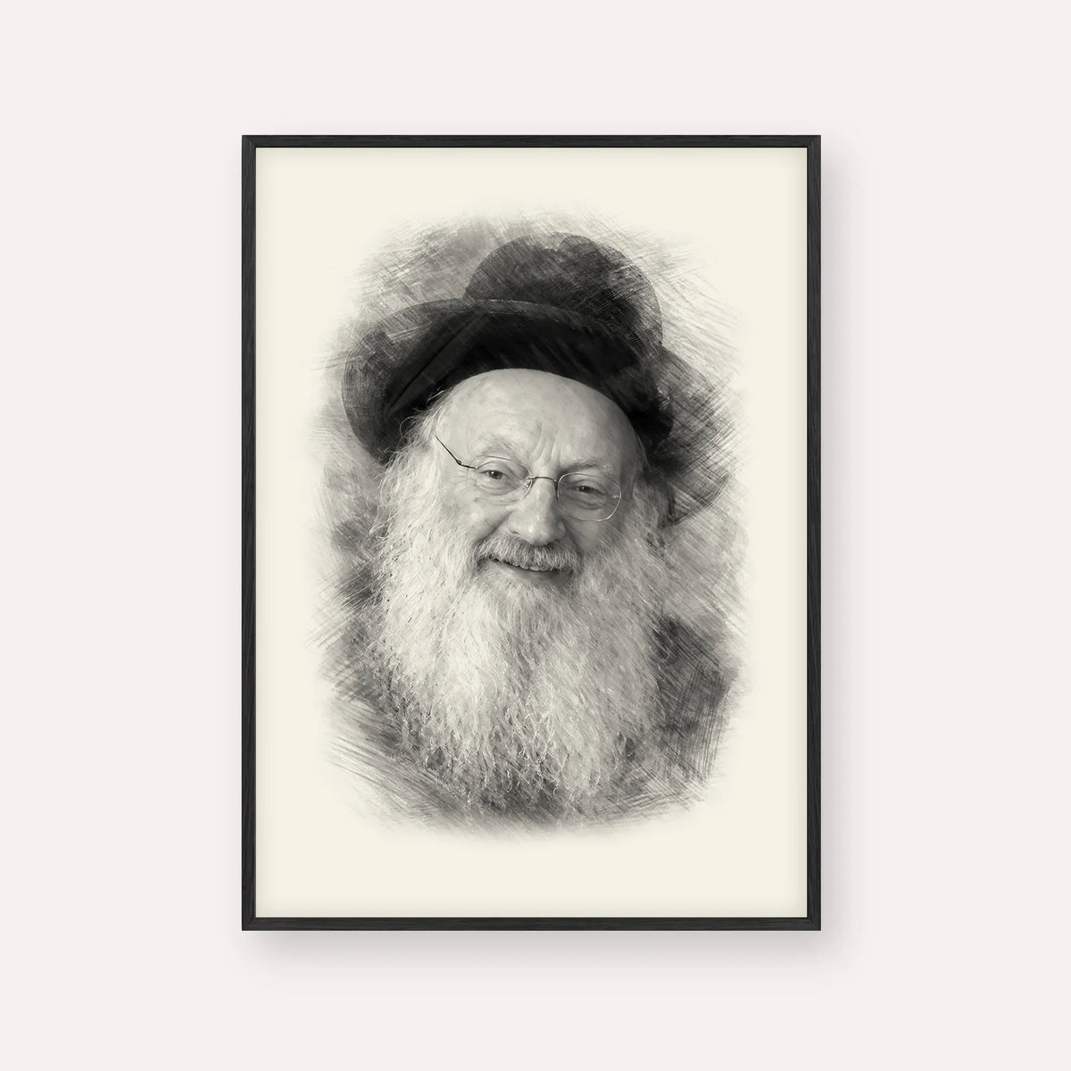 Rabbi Matisyahu Salomon – Black & White – Black Frame Vertical | Jewish Wall Art, Gedolim Pictures