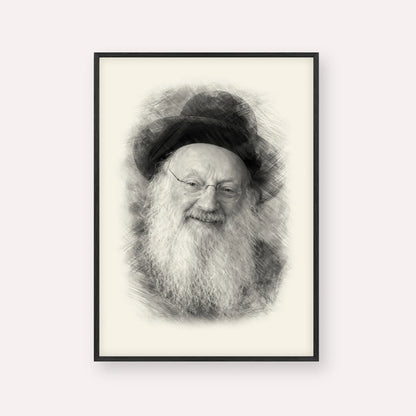 Rabbi Matisyahu Salomon – Black & White – Black Frame Vertical | Jewish Wall Art, Gedolim Pictures