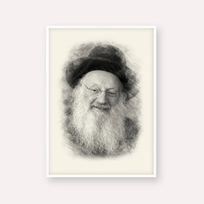 Rabbi Matisyahu Salomon – Black & White – White Frame Vertical | Jewish Wall Art, Gedolim Pictures