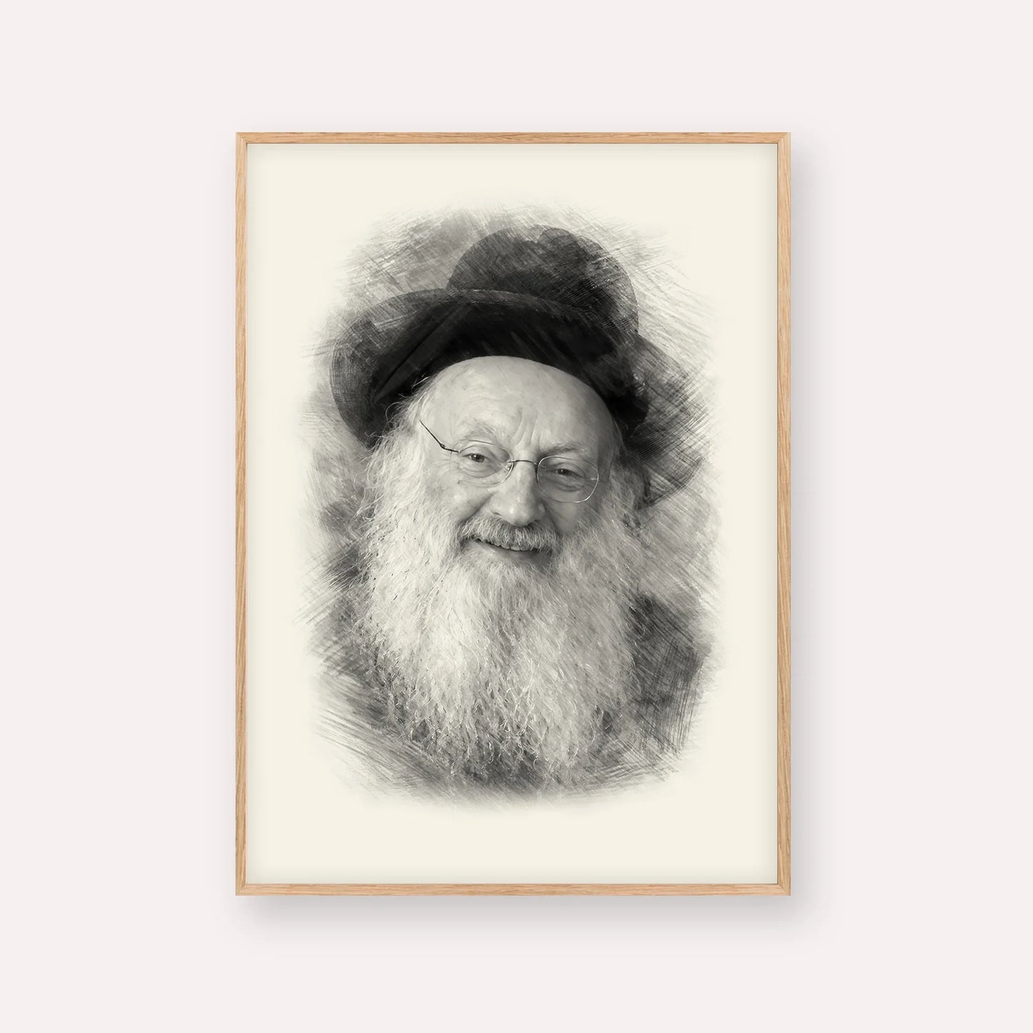 Rabbi Matisyahu Salomon – Black & White – Wood Frame Vertical | Jewish Wall Art, Gedolim Pictures