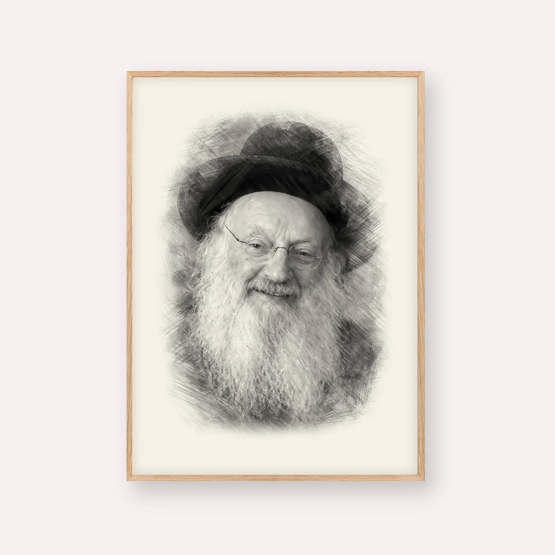 Rabbi Matisyahu Salomon – Black & White – Wood Frame Vertical | Jewish Wall Art, Gedolim Pictures