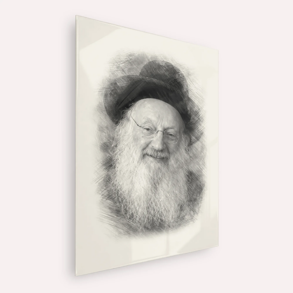 Rabbi Matisyahu Salomon – Black & White – Acrylic Glass Vertical | Jewish Wall Art, Gedolim Pictures