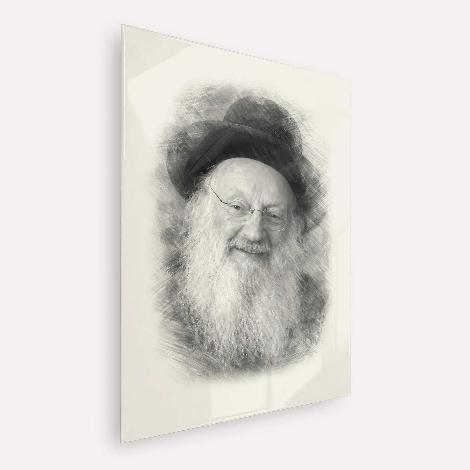 Rabbi Matisyahu Salomon – Black & White – Acrylic Glass Vertical | Jewish Wall Art, Gedolim Pictures