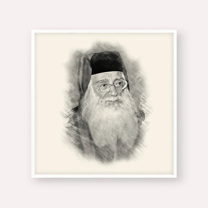 Rabbi Meir Abuhatzeira (Baba Meir) – Black & White – White Frame Square | Jewish Wall Art, Gedolim Pictures