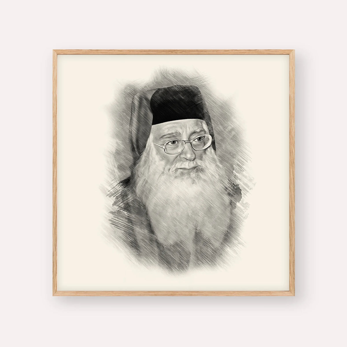 Rabbi Meir Abuhatzeira (Baba Meir) – Black & White – Wood Frame Square | Jewish Wall Art, Gedolim Pictures