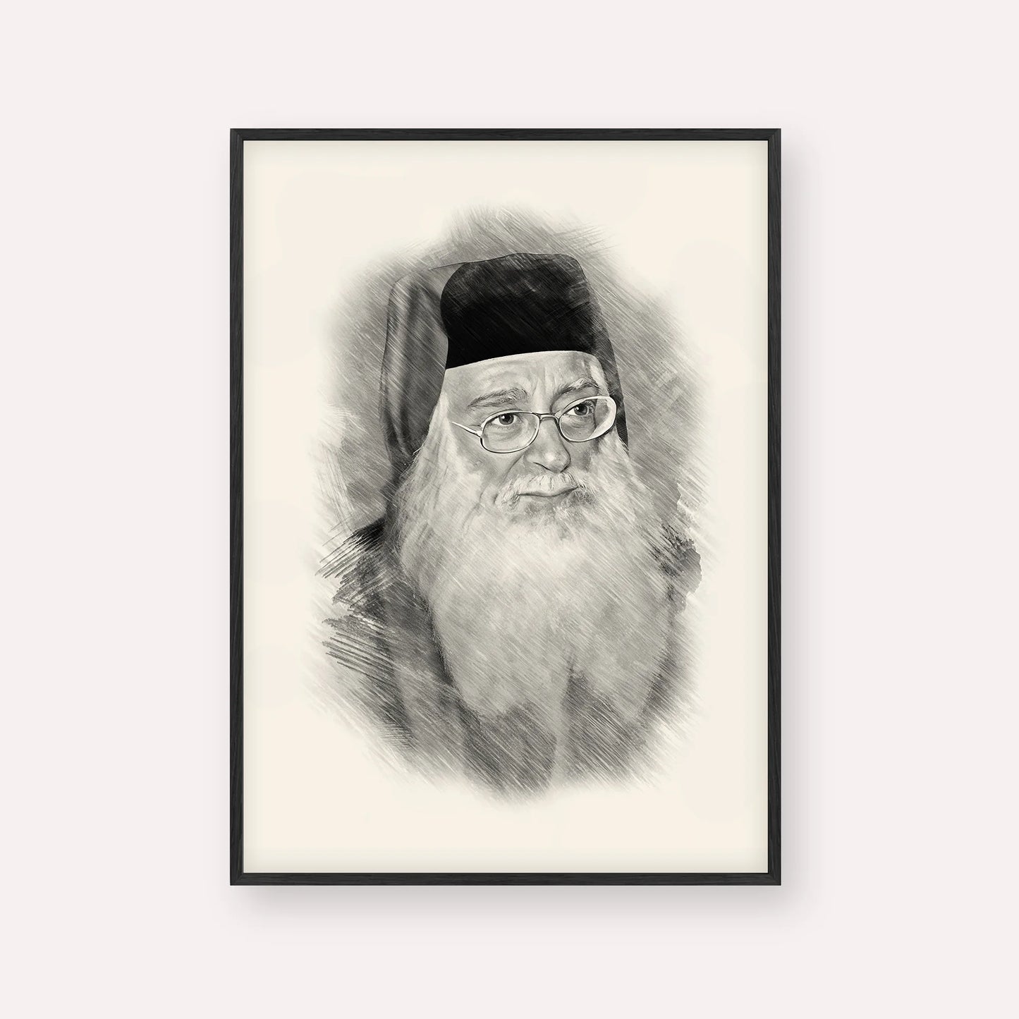 Rabbi Meir Abuhatzeira (Baba Meir) – Black & White – Black Frame Vertical | Jewish Wall Art, Gedolim Pictures