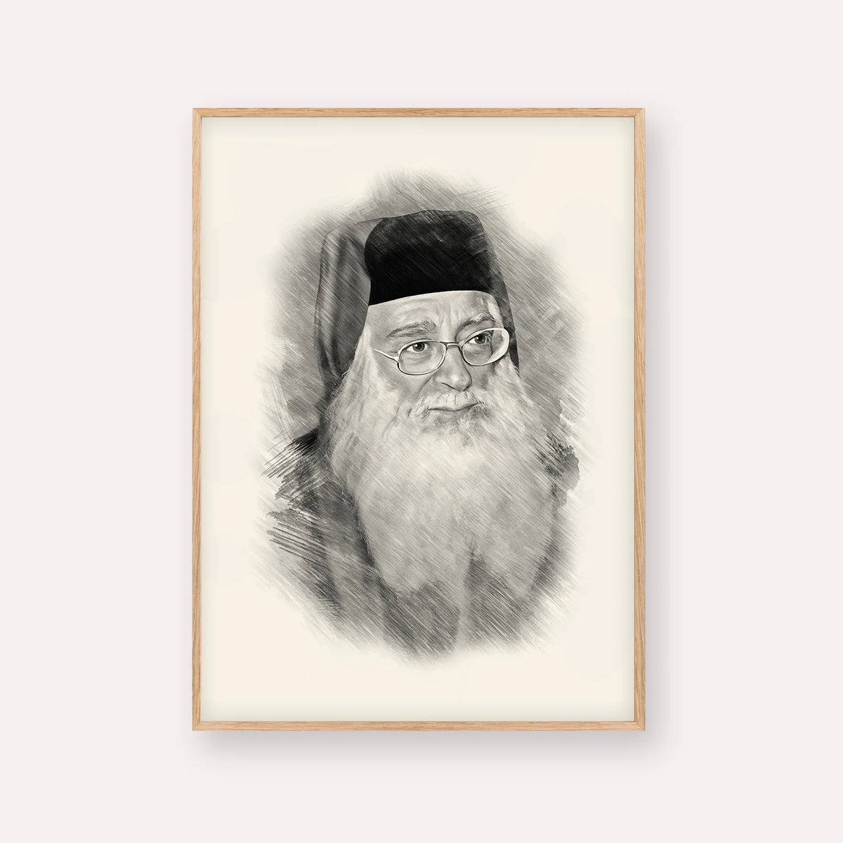 Rabbi Meir Abuhatzeira (Baba Meir) – Black & White – Wood Frame Vertical | Jewish Wall Art, Gedolim Pictures