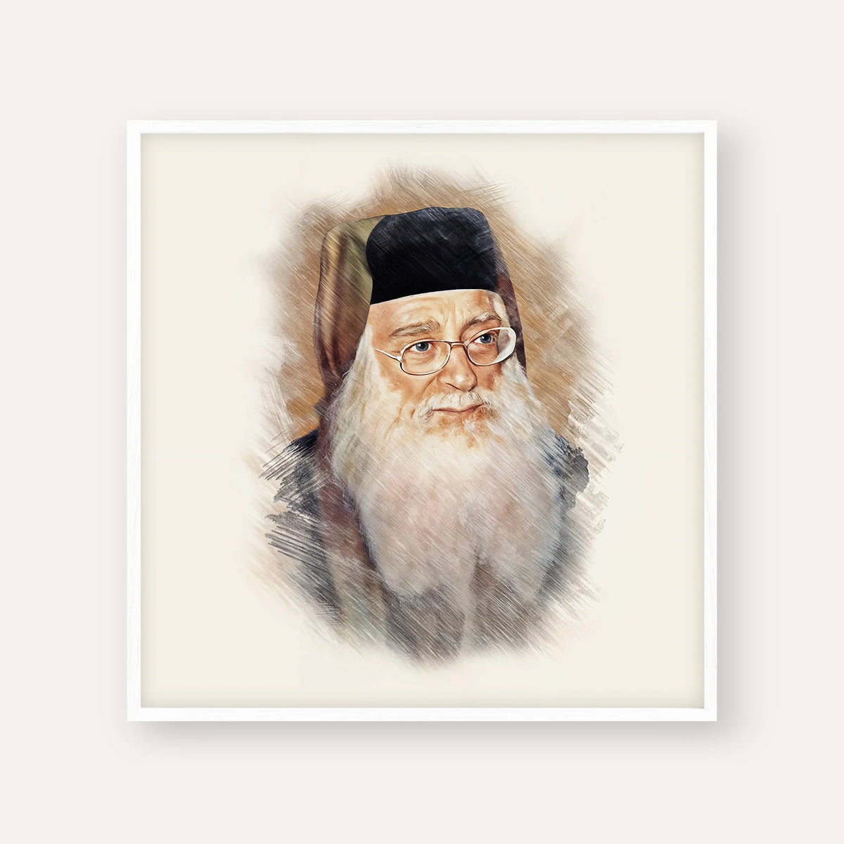Rabbi Meir Abuhatzeira (Baba Meir) – White Frame Square | Jewish Wall Art, Gedolim Pictures