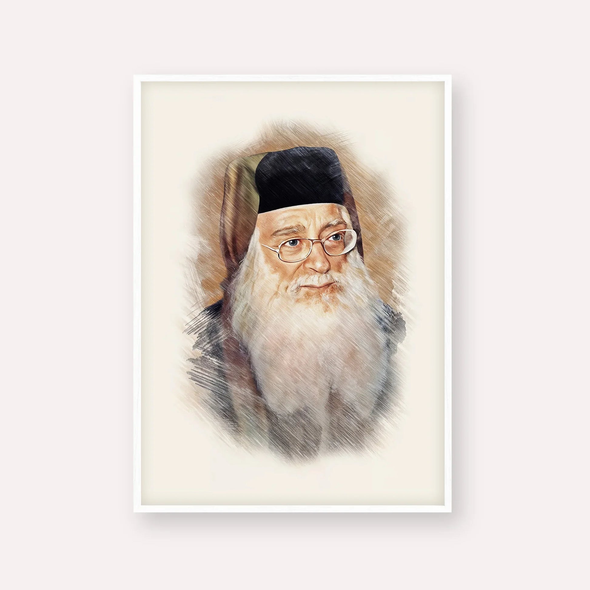 Rabbi Meir Abuhatzeira (Baba Meir) – White Frame Vertical | Jewish Wall Art, Gedolim Pictures