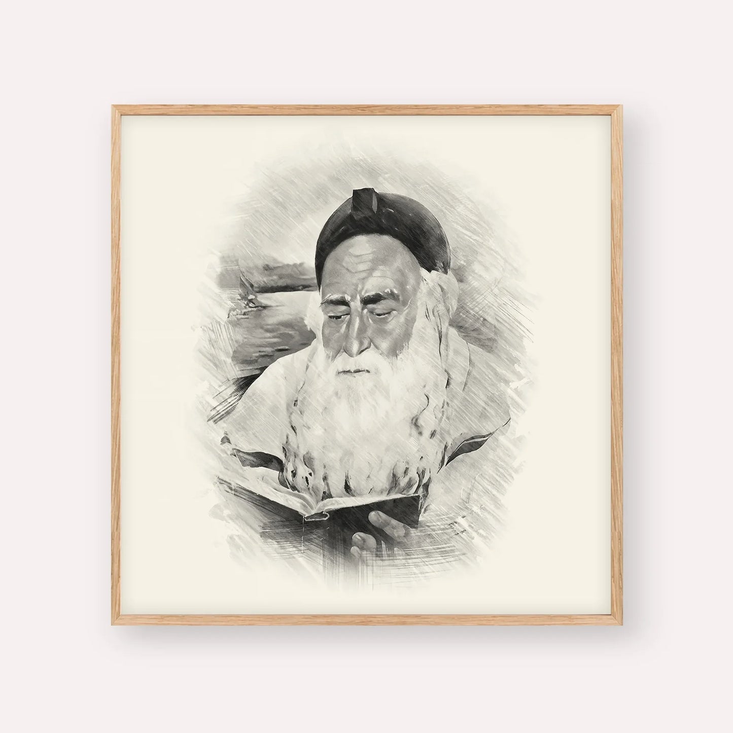 Rabbi Meir Baal Hanes – Black & White – Wood Frame Square | Jewish Wall Art, Gedolim Pictures