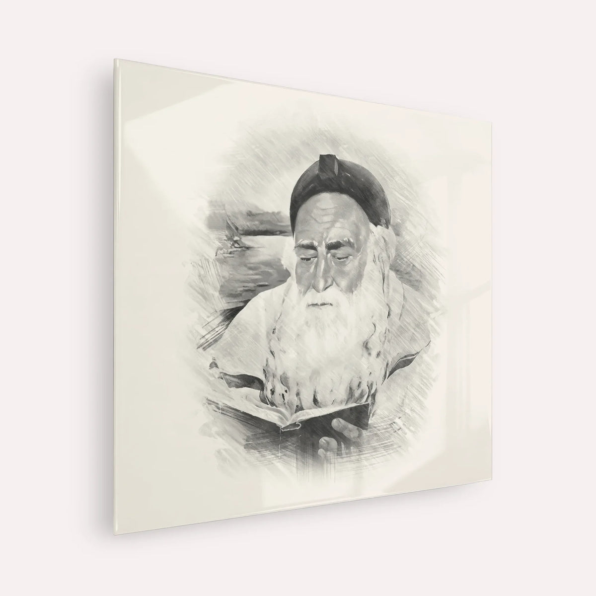 Rabbi Meir Baal Hanes – Black & White – Acrylic Glass Square | Jewish Wall Art, Gedolim Pictures
