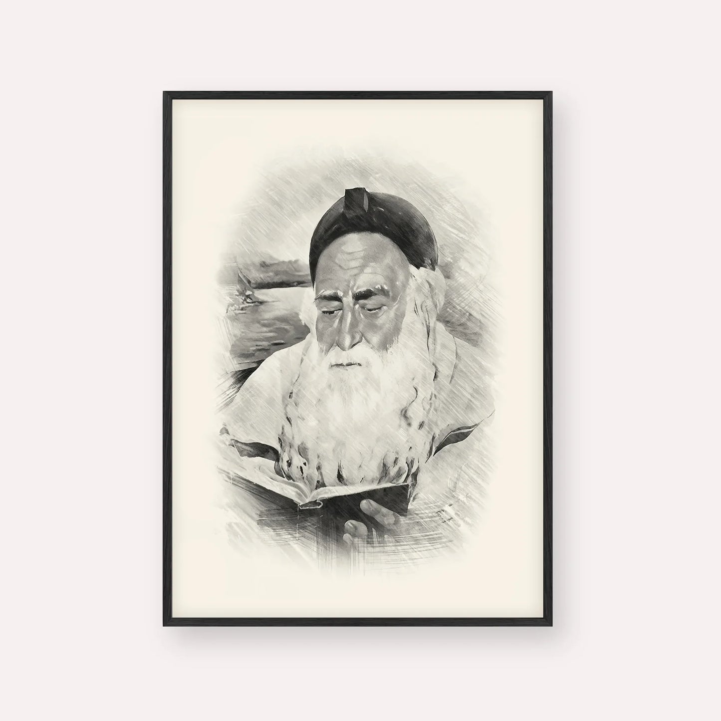 Rabbi Meir Baal Hanes – Black & White – Black Frame Vertical | Jewish Wall Art, Gedolim Pictures