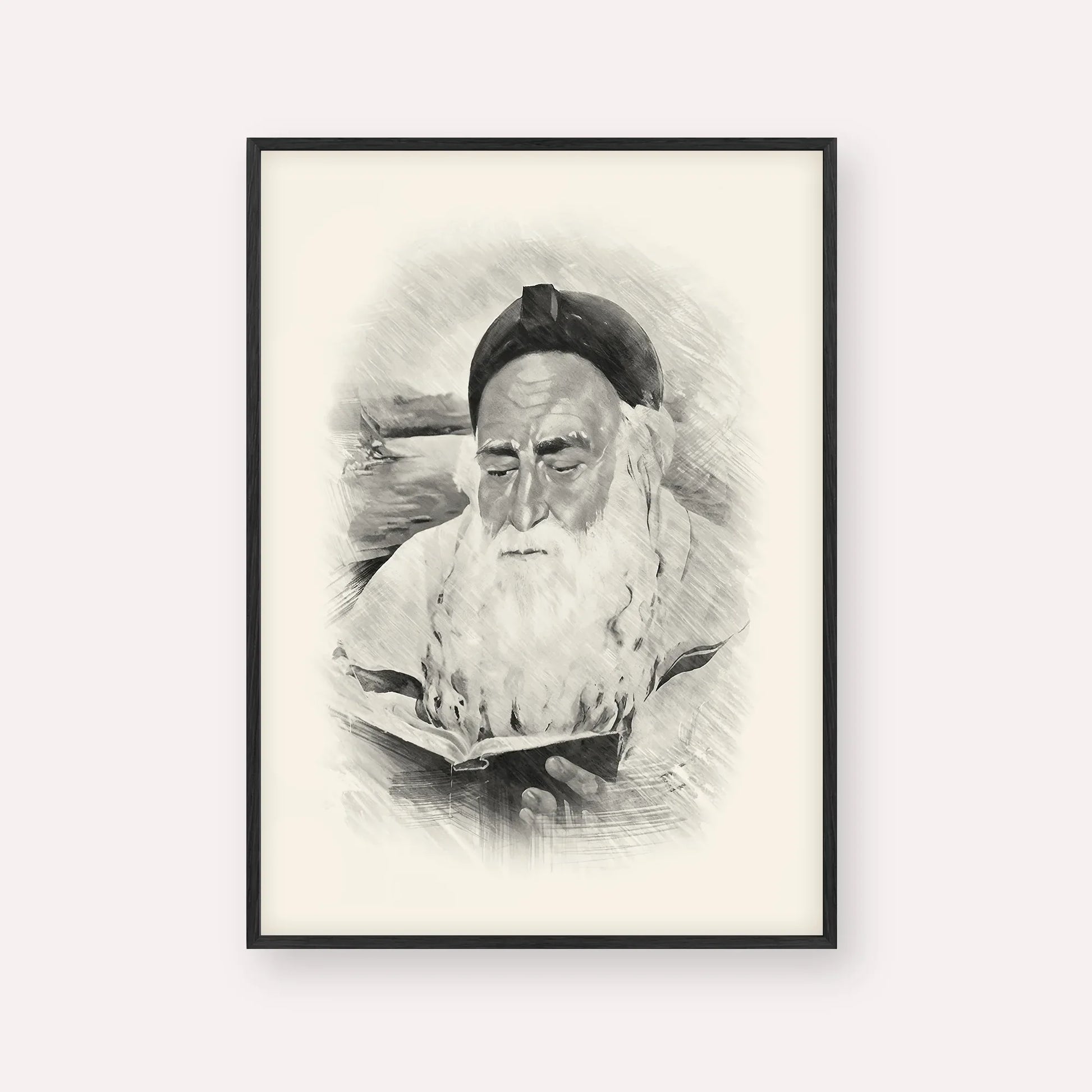 Rabbi Meir Baal Hanes – Black & White – Black Frame Vertical | Jewish Wall Art, Gedolim Pictures
