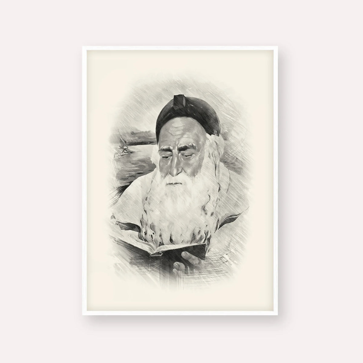 Rabbi Meir Baal Hanes – Black & White – White Frame Vertical | Jewish Wall Art, Gedolim Pictures