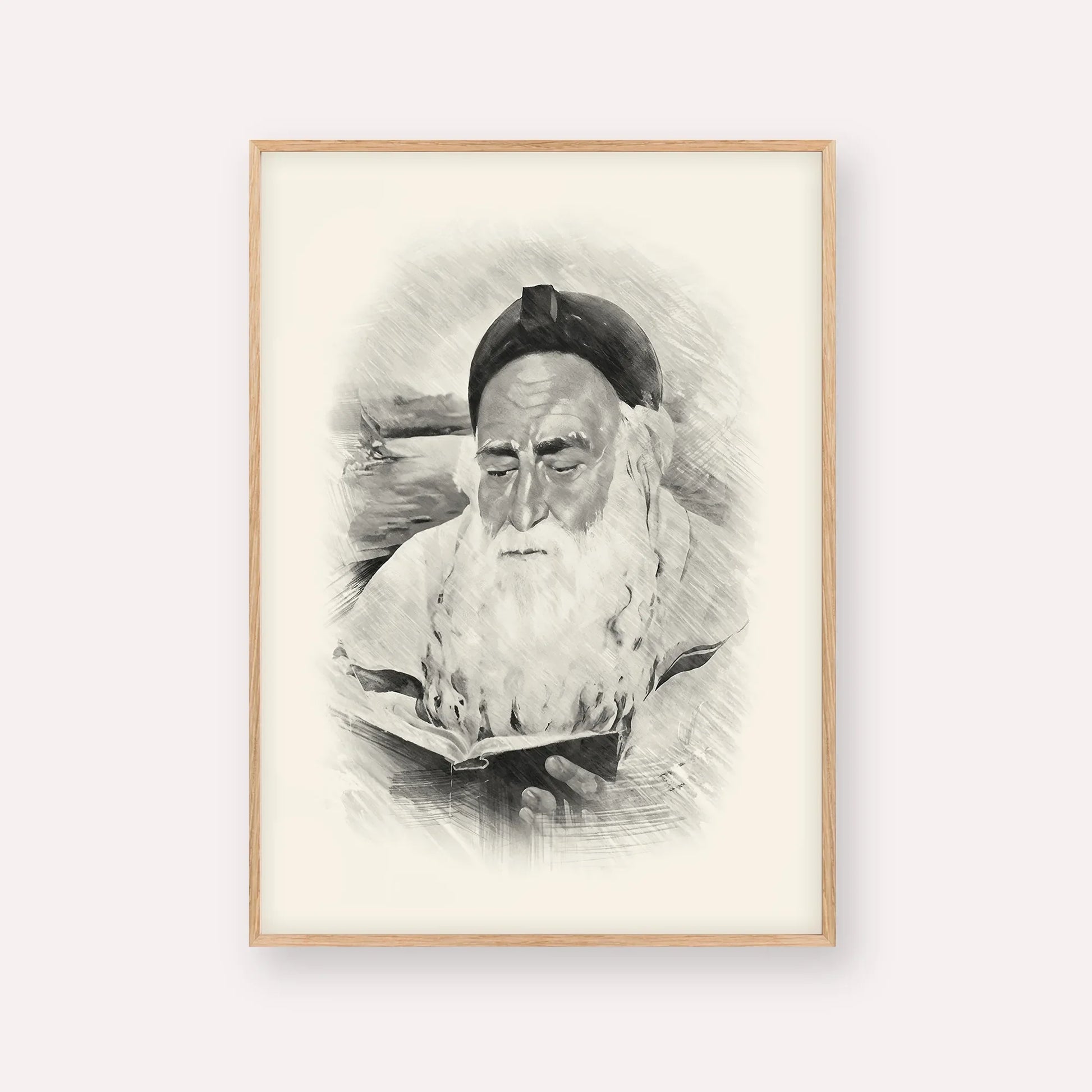 Rabbi Meir Baal Hanes – Black & White – Wood Frame Vertical | Jewish Wall Art, Gedolim Pictures