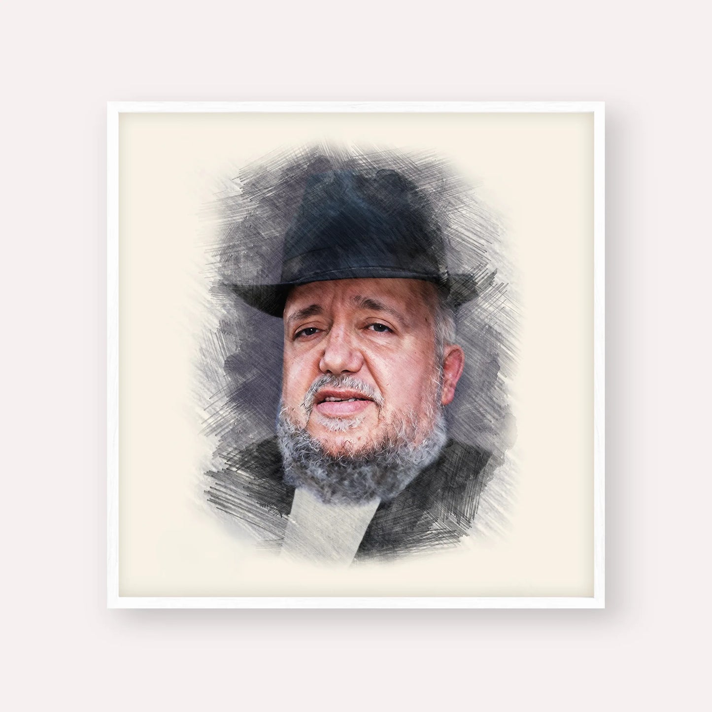 Rabbi Meir Mazuz – White Frame Square | Jewish Wall Art, Gedolim Pictures