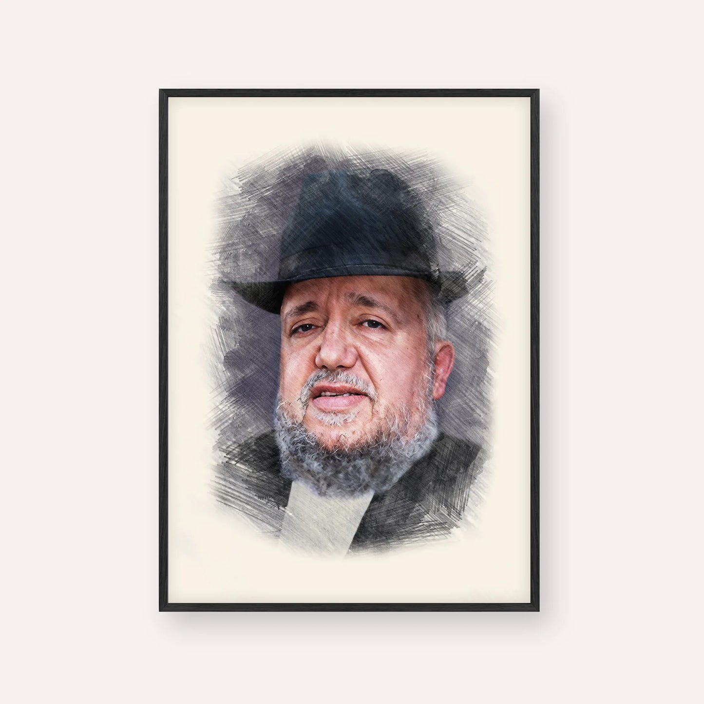 Rabbi Meir Mazuz – Black Frame Vertical | Jewish Wall Art, Gedolim Pictures
