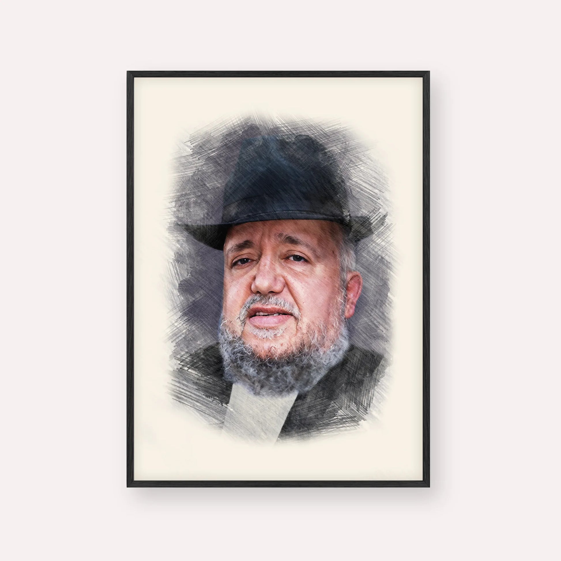 Rabbi Meir Mazuz – Black Frame Vertical | Jewish Wall Art, Gedolim Pictures
