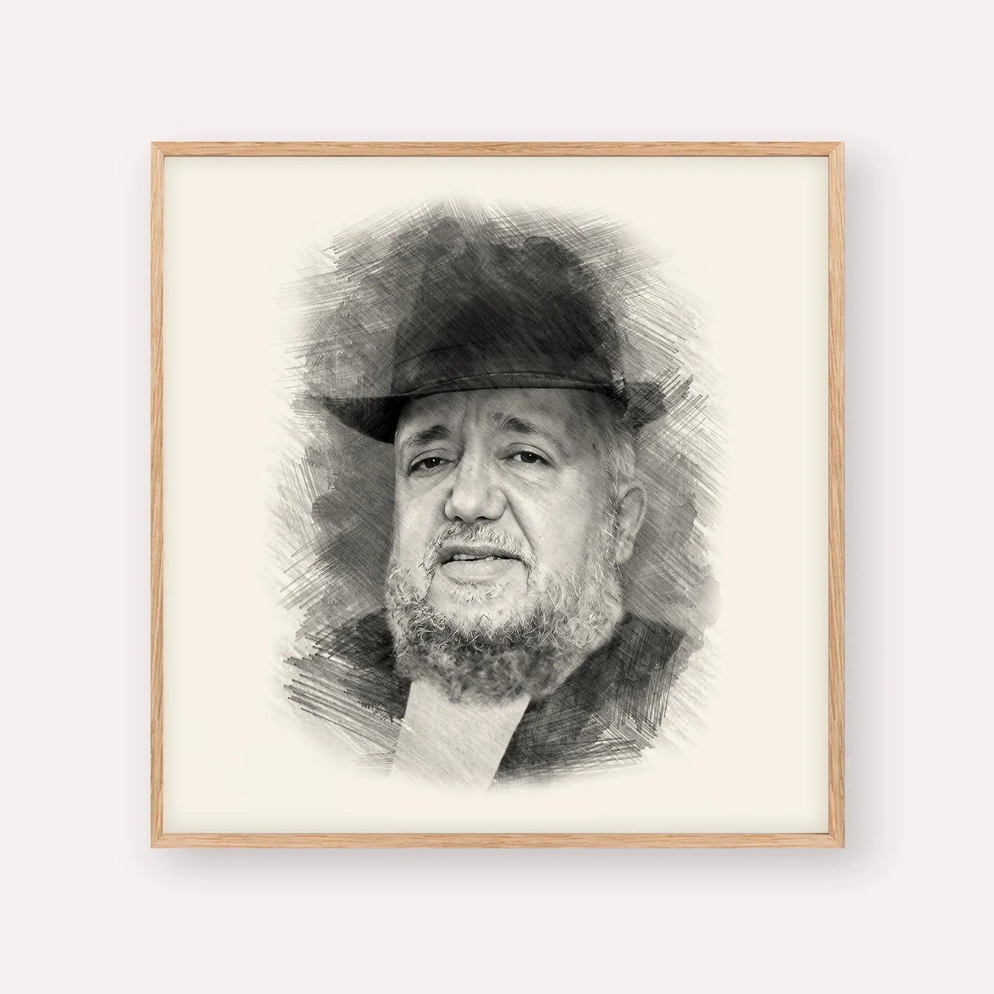Rabbi Meir Mazuz – Black & White – Wood Frame Square | Jewish Wall Art, Gedolim Pictures