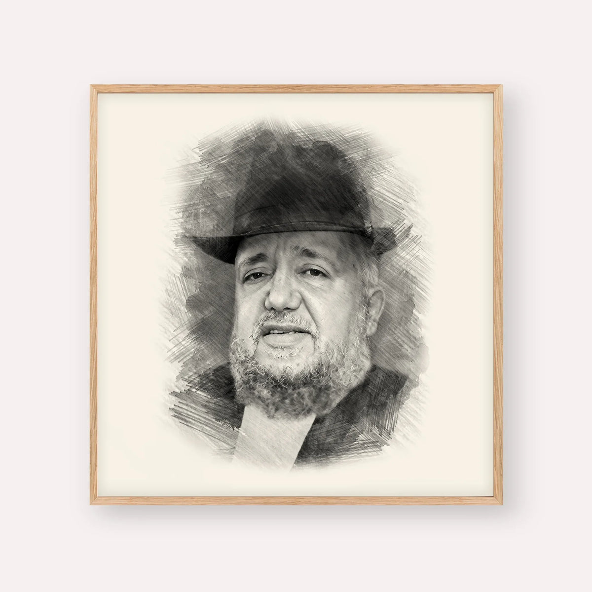 Rabbi Meir Mazuz – Black & White – Wood Frame Square | Jewish Wall Art, Gedolim Pictures