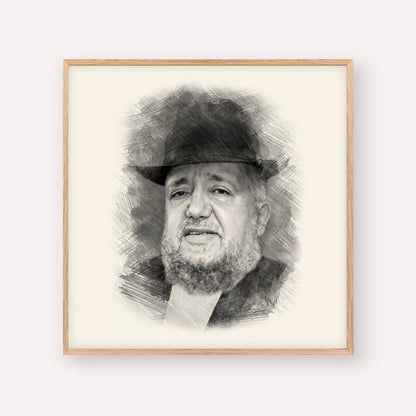 Rabbi Meir Mazuz – Black & White – Wood Frame Square | Jewish Wall Art, Gedolim Pictures