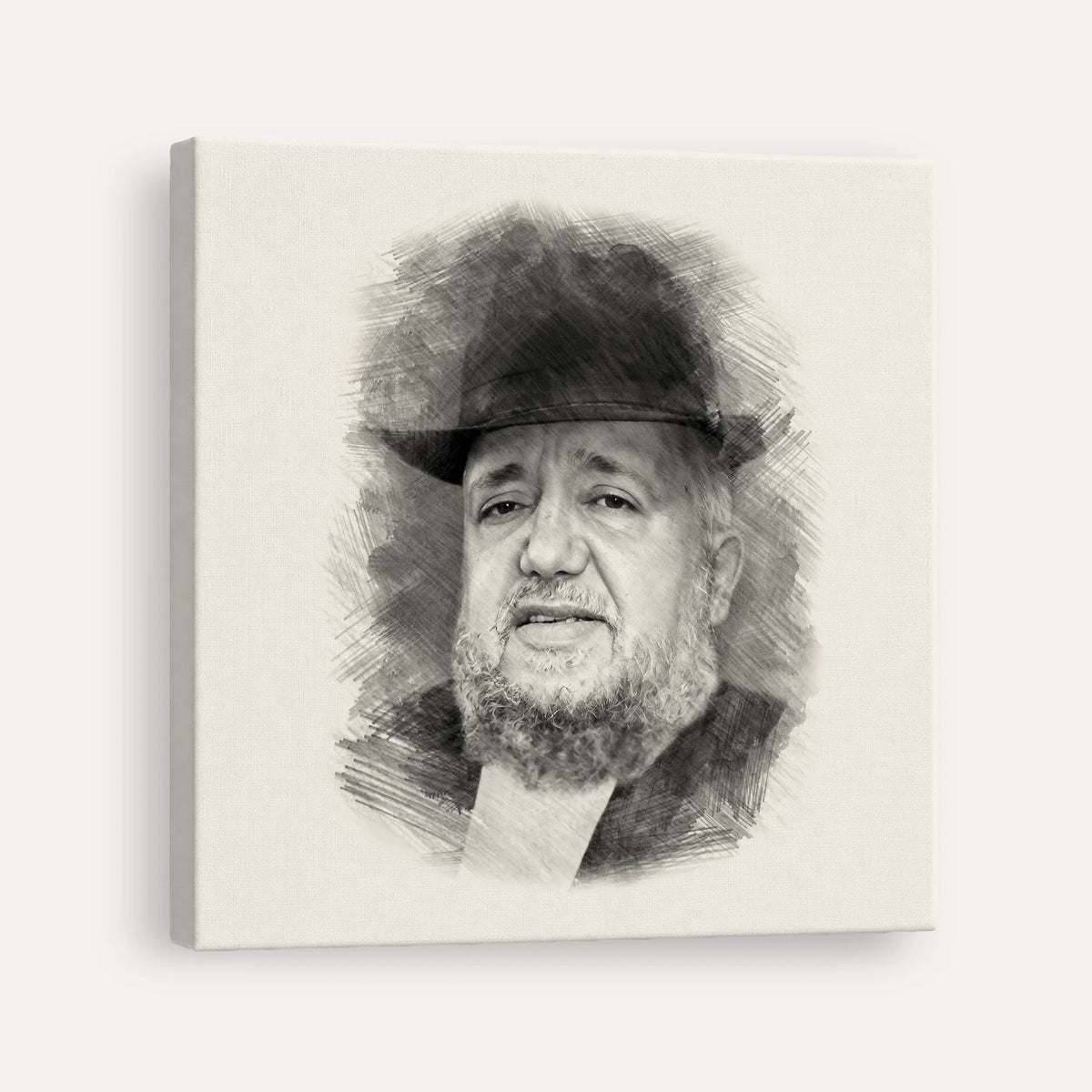 Rabbi Meir Mazuz – Black & White – Canvas Square | Jewish Wall Art, Gedolim Pictures