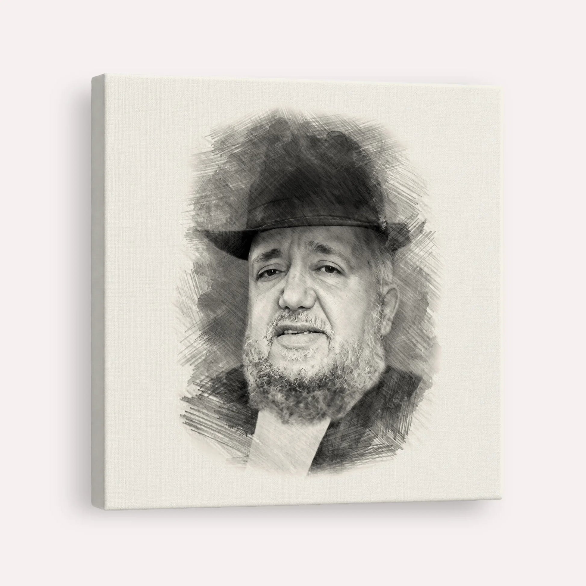 Rabbi Meir Mazuz – Black & White – Canvas Square | Jewish Wall Art, Gedolim Pictures