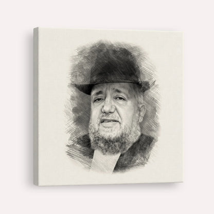 Rabbi Meir Mazuz – Black & White – Canvas Square | Jewish Wall Art, Gedolim Pictures