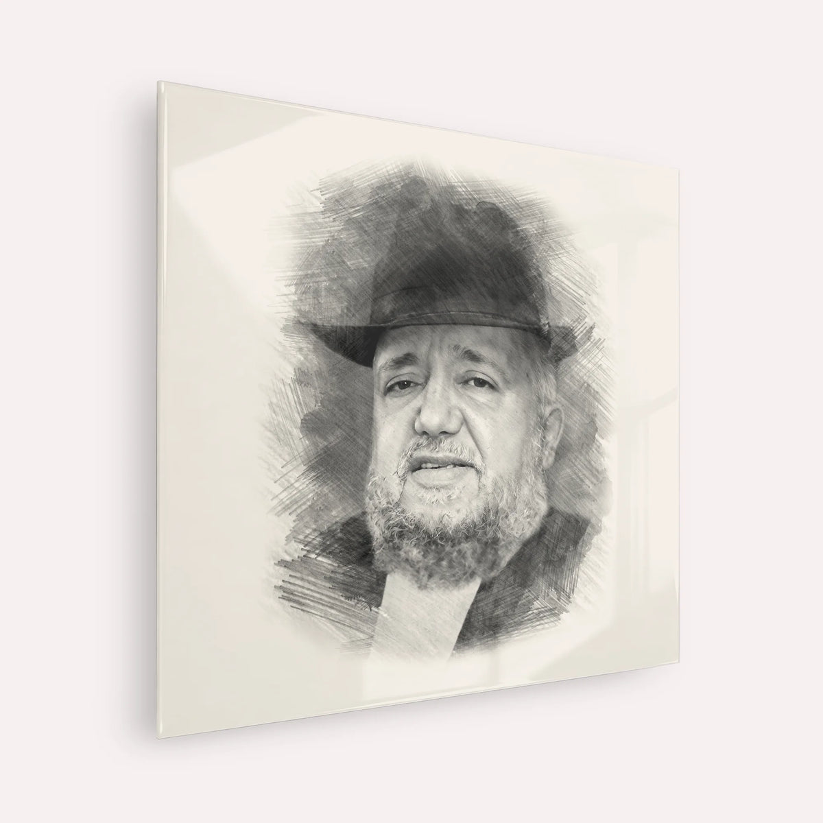 Rabbi Meir Mazuz – Black & White – Acrylic Glass Square | Jewish Wall Art, Gedolim Pictures