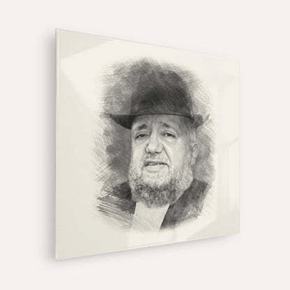 Rabbi Meir Mazuz – Black & White – Acrylic Glass Square | Jewish Wall Art, Gedolim Pictures