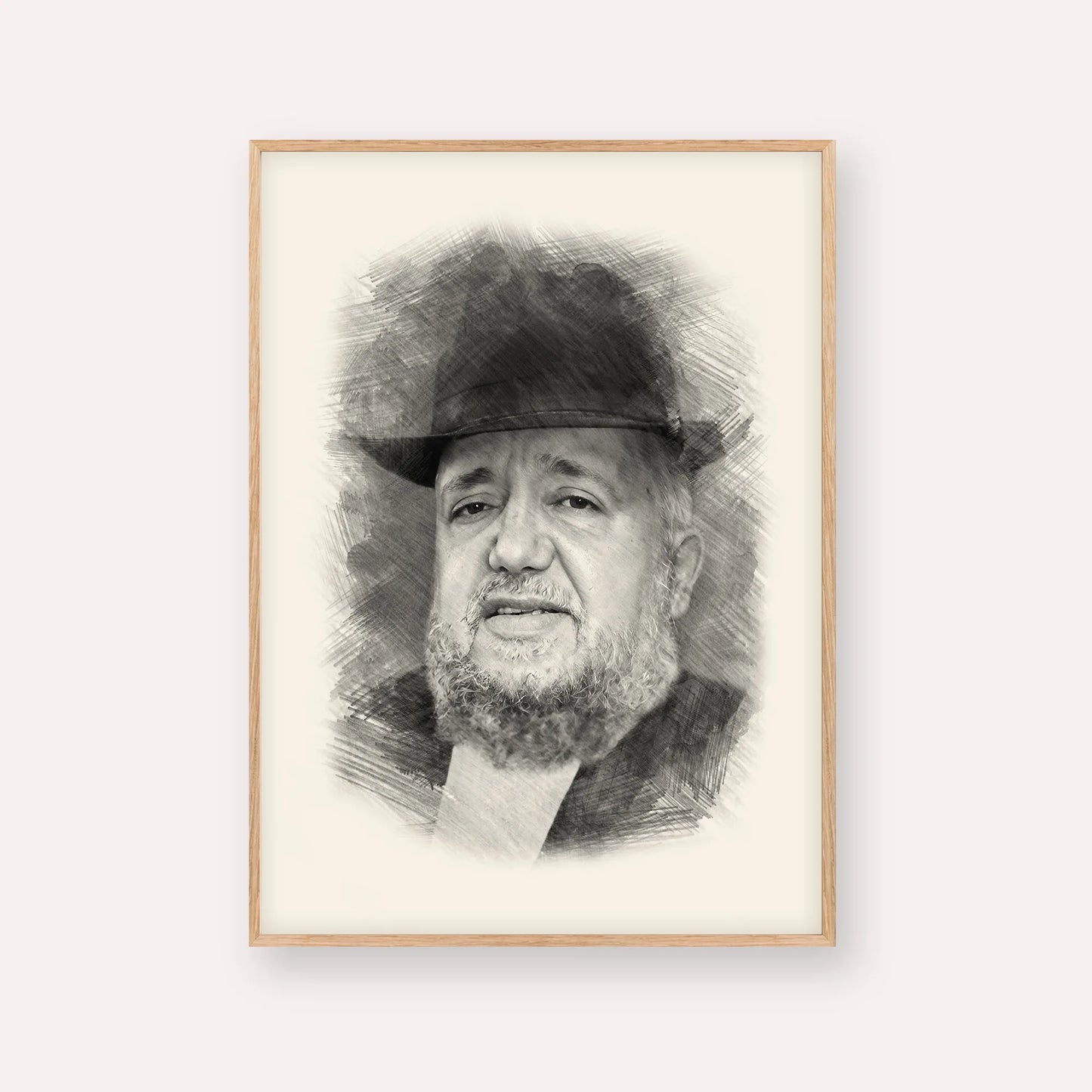 Rabbi Meir Mazuz – Black & White – Wood Frame Vertical | Jewish Wall Art, Gedolim Pictures