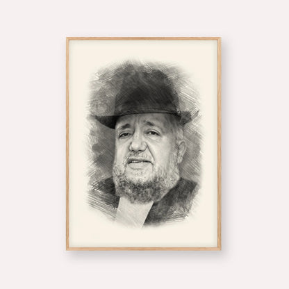 Rabbi Meir Mazuz – Black & White – Wood Frame Vertical | Jewish Wall Art, Gedolim Pictures