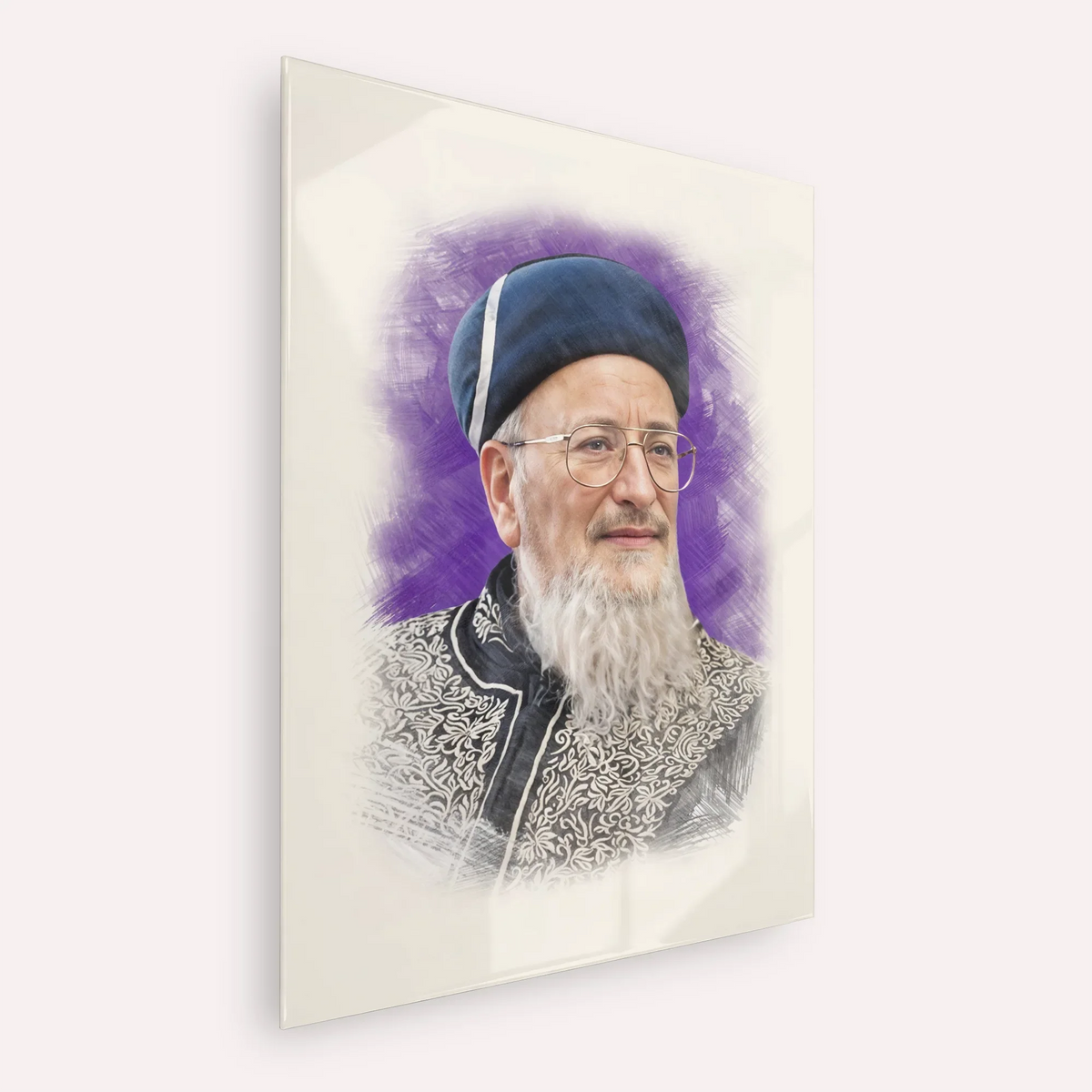 Rabbi Mordechai Eliyahu – Acrylic Glass Vertical | Jewish Wall Art, Gedolim Pictures