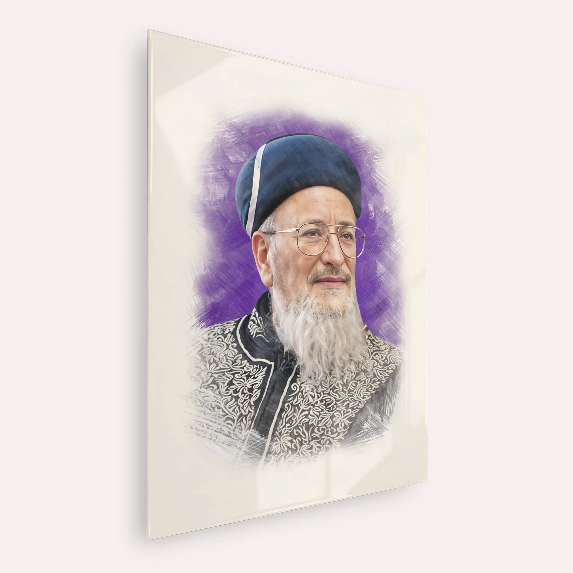 Rabbi Mordechai Eliyahu – Acrylic Glass Vertical | Jewish Wall Art, Gedolim Pictures