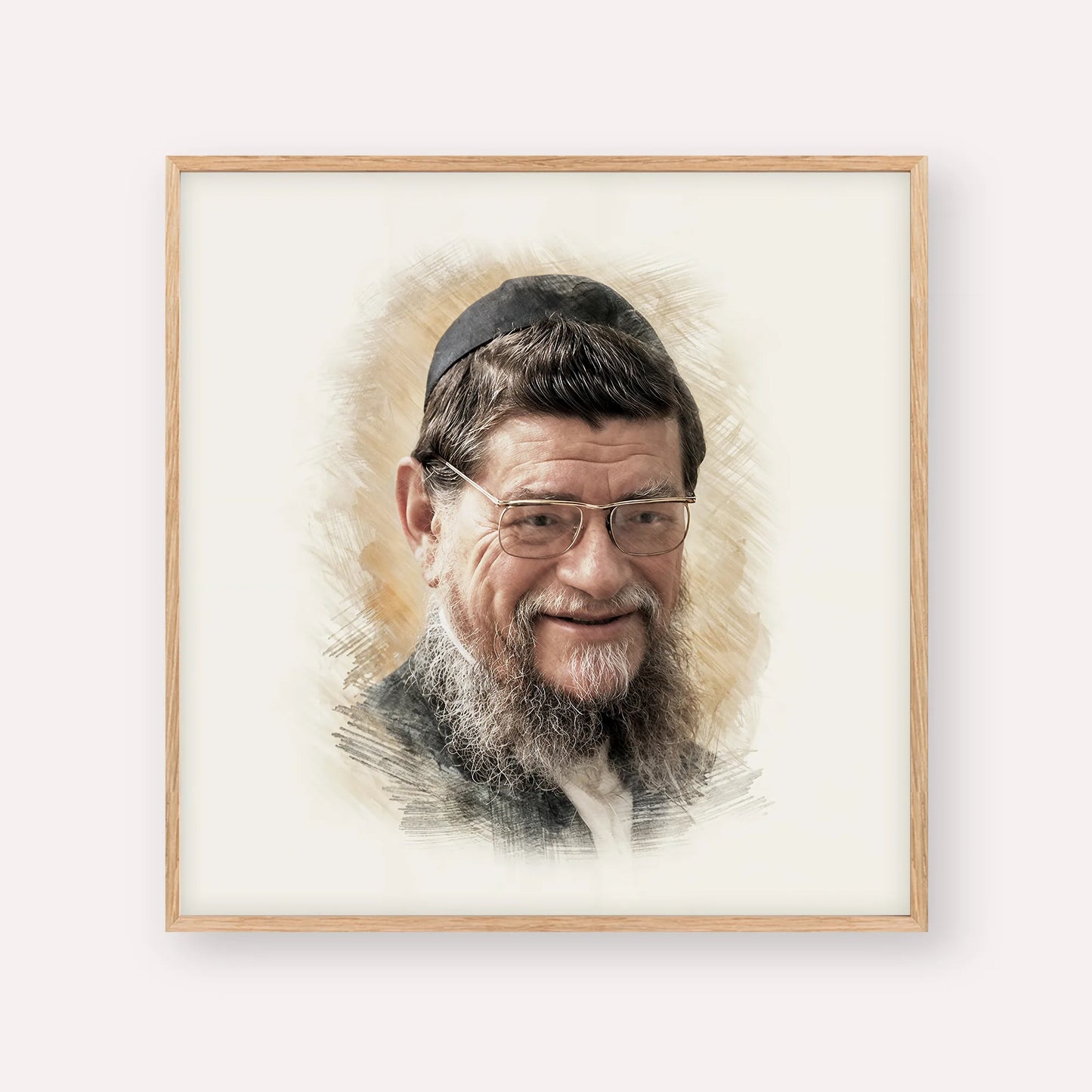 Rabbi Mordechai Gifter – Wood Frame Square | Jewish Wall Art, Gedolim Pictures