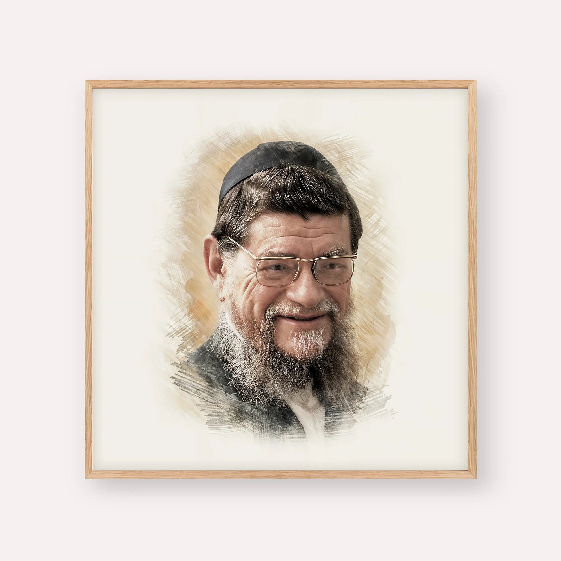 Rabbi Mordechai Gifter – Wood Frame Square | Jewish Wall Art, Gedolim Pictures