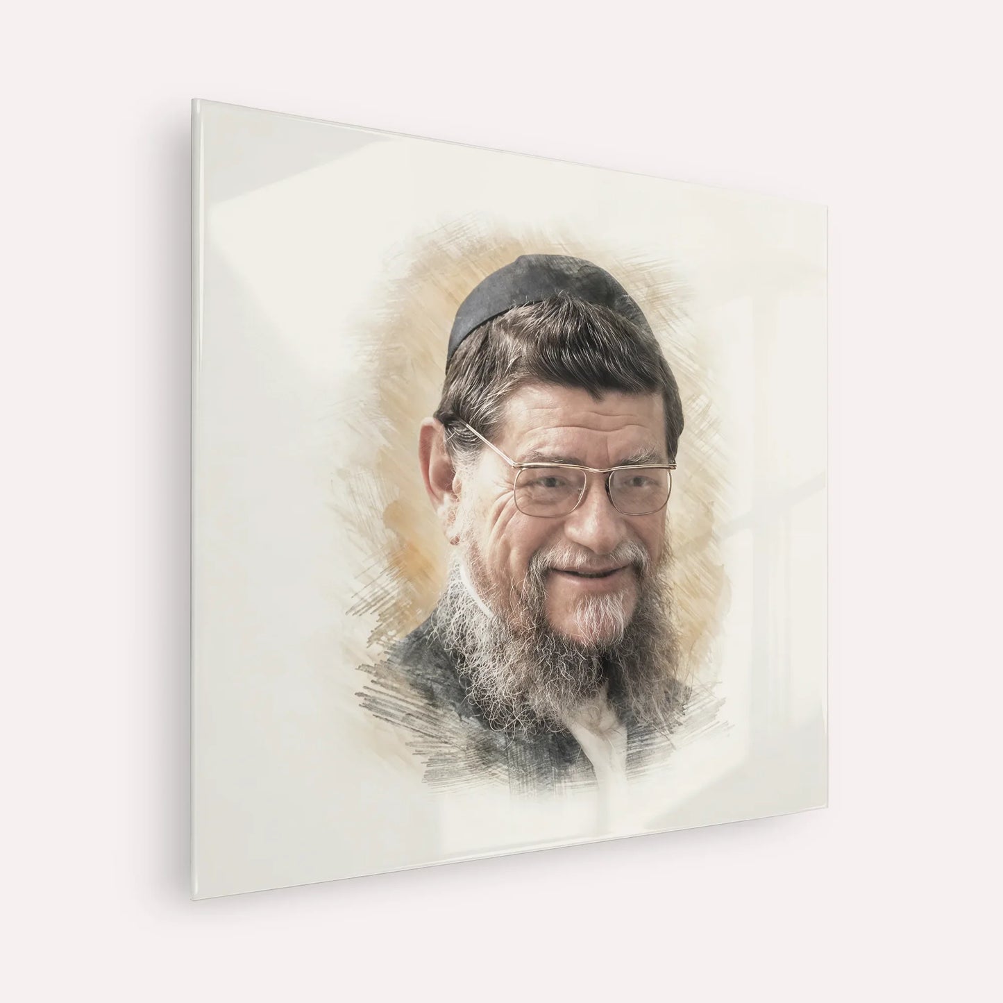 Rabbi Mordechai Gifter – Acrylic Glass Square | Jewish Wall Art, Gedolim Pictures