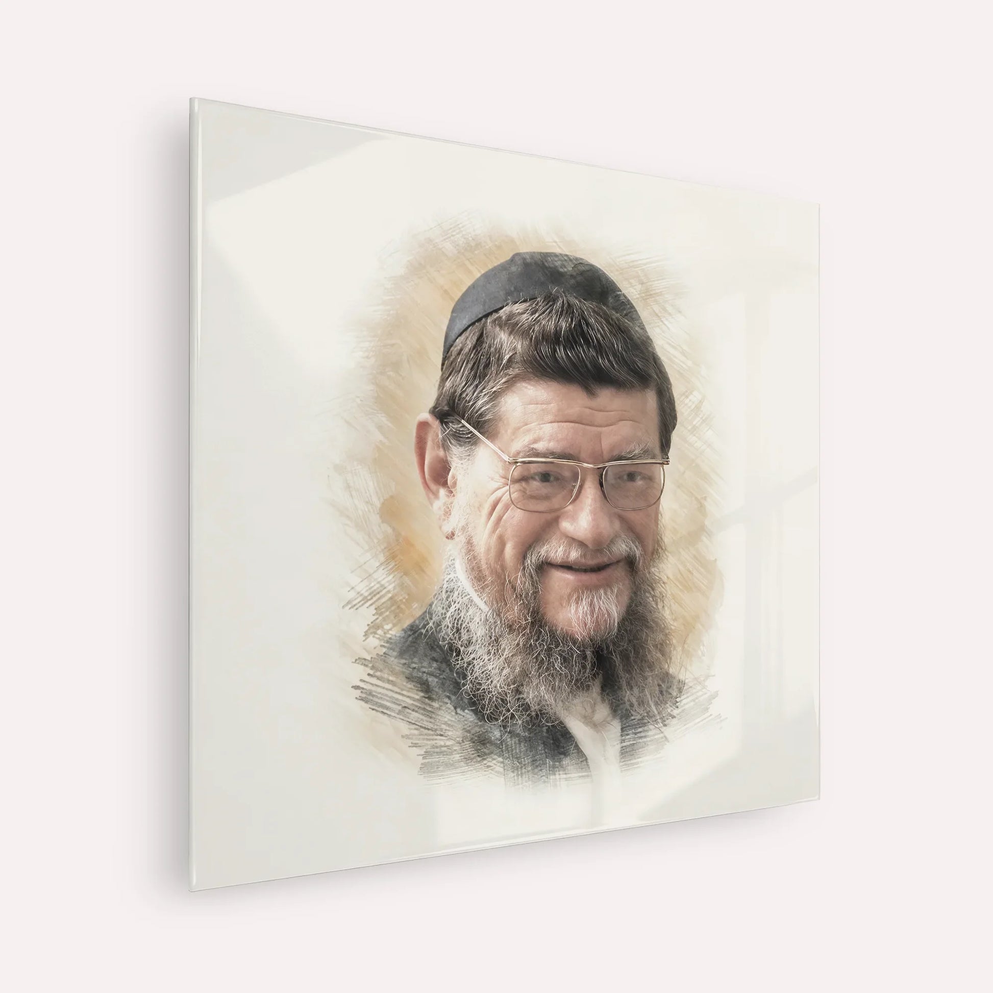 Rabbi Mordechai Gifter – Acrylic Glass Square | Jewish Wall Art, Gedolim Pictures