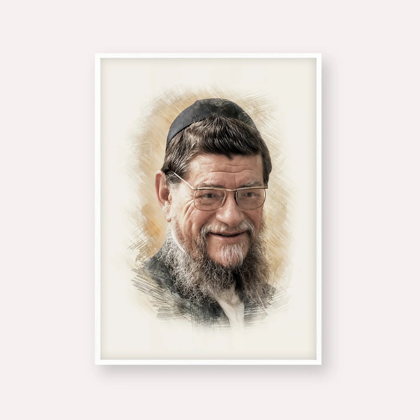 Rabbi Mordechai Gifter – White Frame Vertical | Jewish Wall Art, Gedolim Pictures