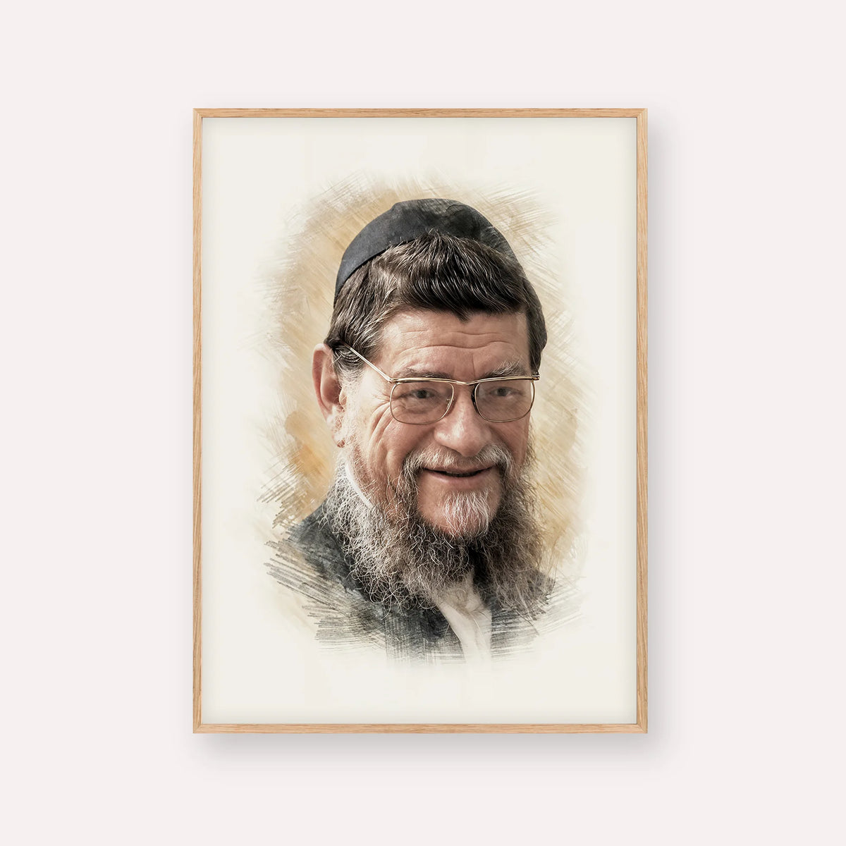 Rabbi Mordechai Gifter – Wood Frame Vertical | Jewish Wall Art, Gedolim Pictures