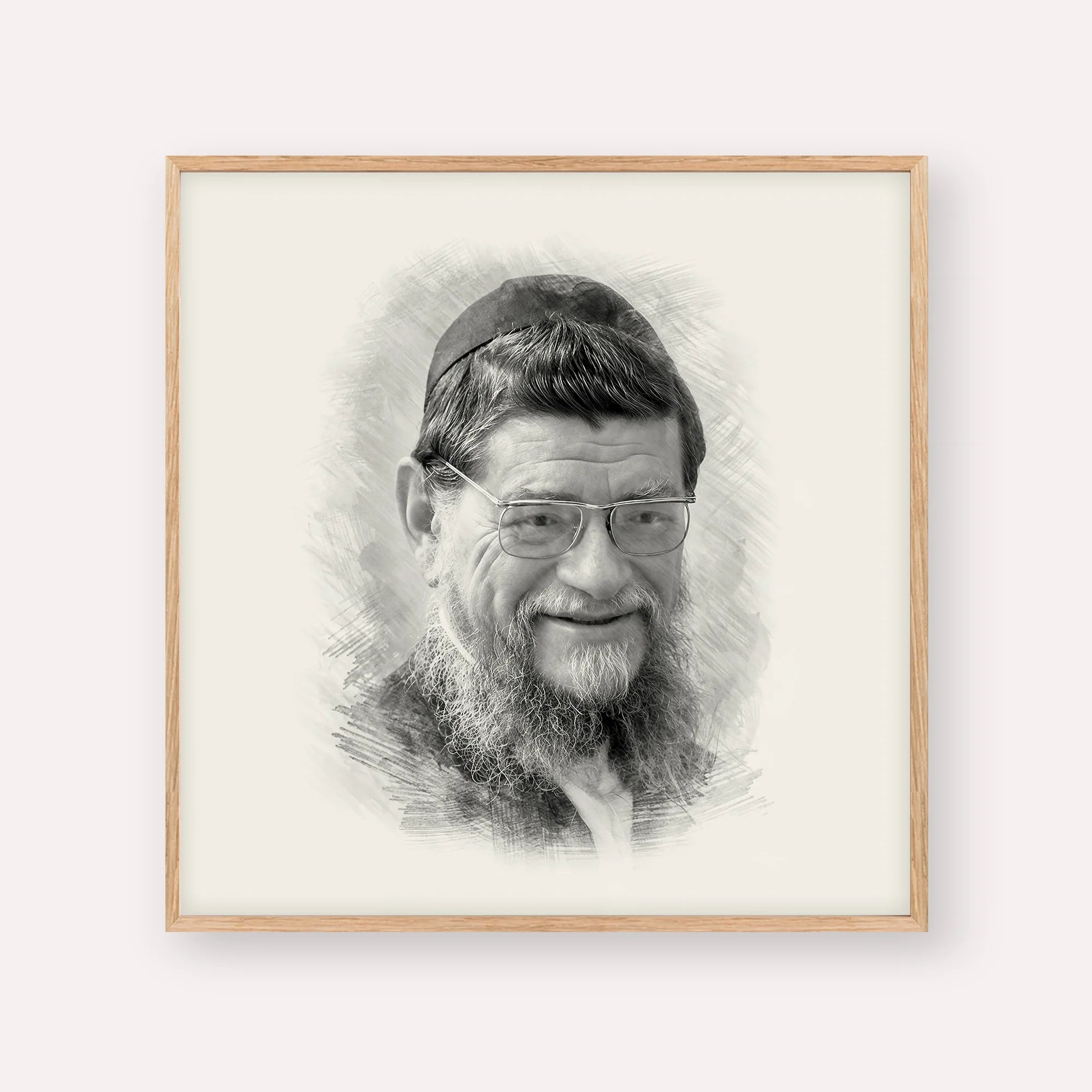 Rabbi Mordechai Gifter – Black & White – Wood Frame Square | Jewish Wall Art, Gedolim Pictures