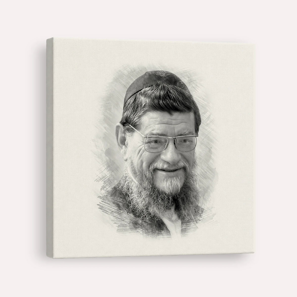 Rabbi Mordechai Gifter – Black & White – Canvas Square | Jewish Wall Art, Gedolim Pictures