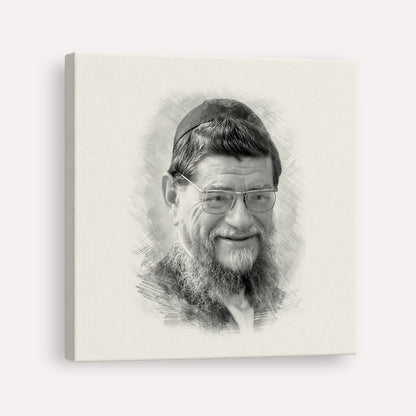 Rabbi Mordechai Gifter – Black & White – Canvas Square | Jewish Wall Art, Gedolim Pictures