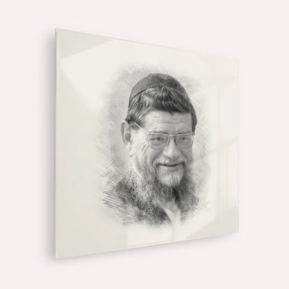 Rabbi Mordechai Gifter – Black & White – Acrylic Glass Square | Jewish Wall Art, Gedolim Pictures