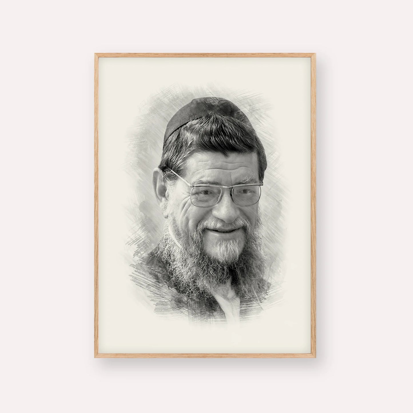 Rabbi Mordechai Gifter – Black & White – Wood Frame Vertical | Jewish Wall Art, Gedolim Pictures