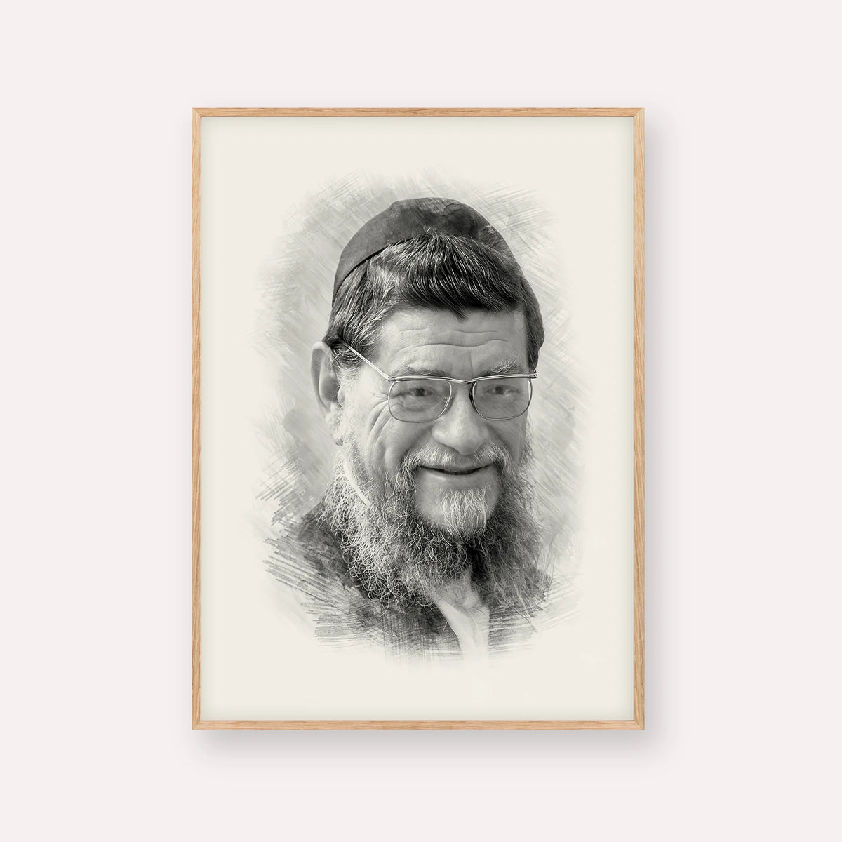 Rabbi Mordechai Gifter – Black & White – Wood Frame Vertical | Jewish Wall Art, Gedolim Pictures