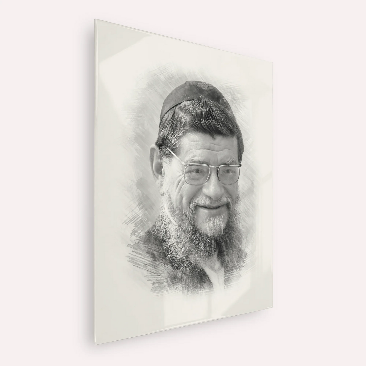 Rabbi Mordechai Gifter – Black & White – Acrylic Glass Vertical | Jewish Wall Art, Gedolim Pictures