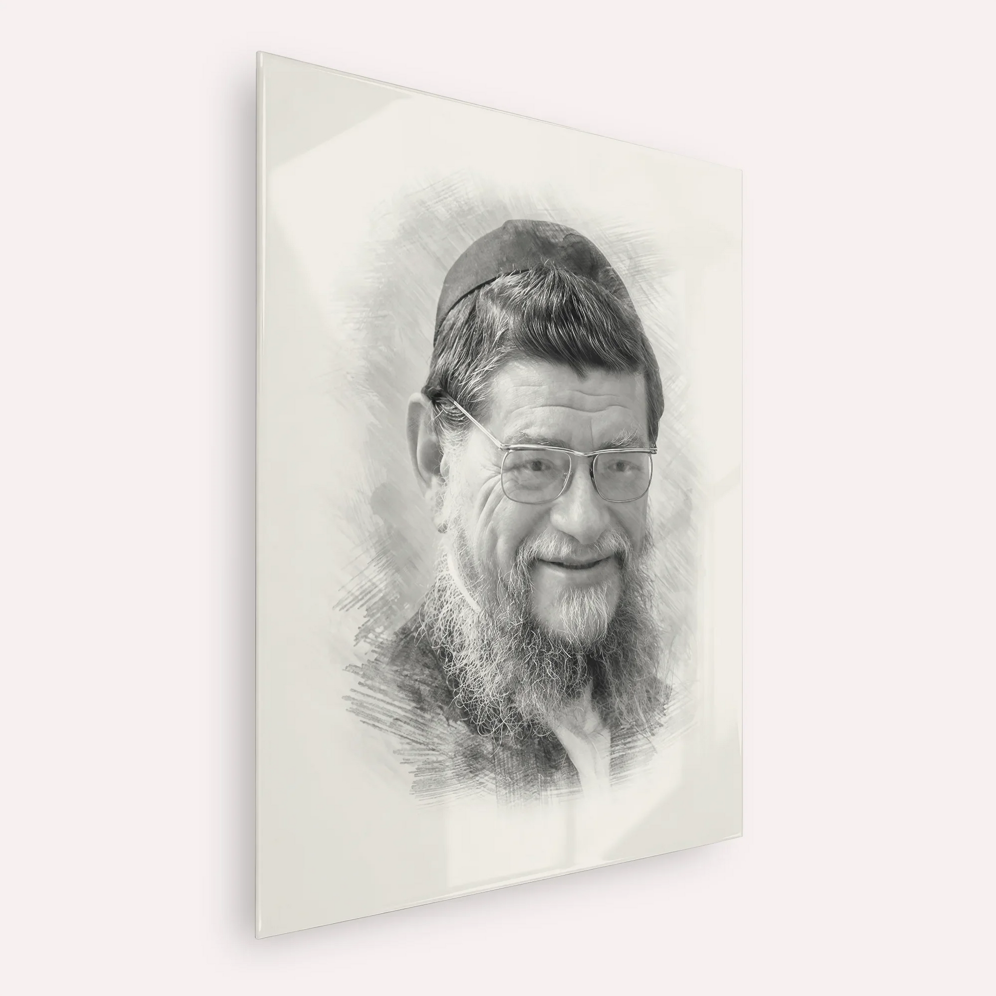 Rabbi Mordechai Gifter – Black & White – Acrylic Glass Vertical | Jewish Wall Art, Gedolim Pictures